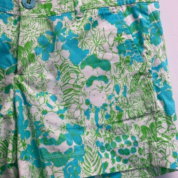 Lilly Pulitzer Shorts Callahan Limeade It’s a Zoo Lime Green Aqua Blue - Picture 3 of 6